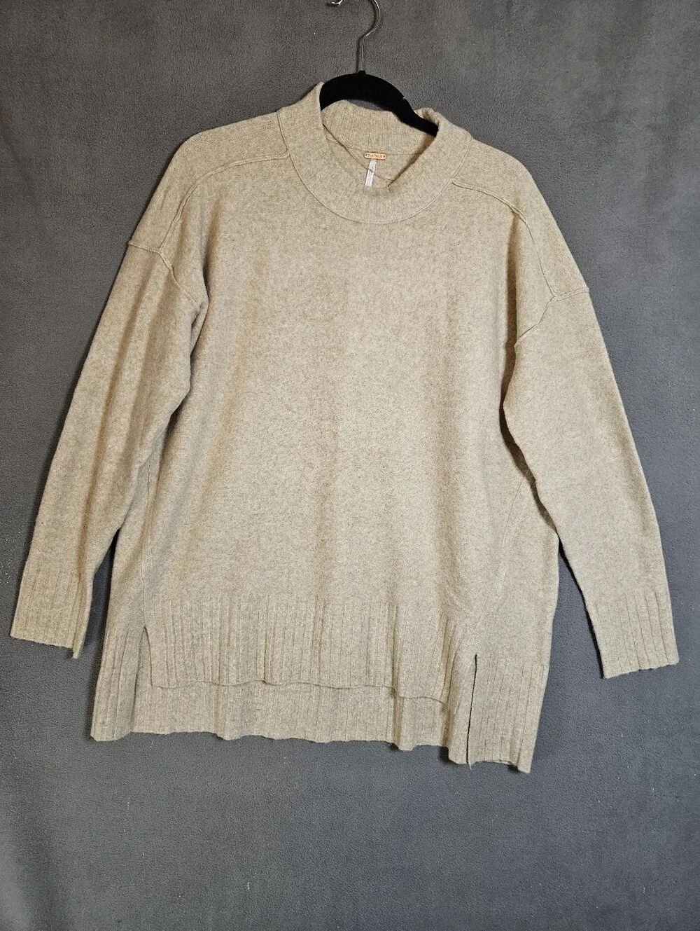 Free People Phoebe Sweater Women XS Top Beige Pullover Boho Oversized Wool Blend